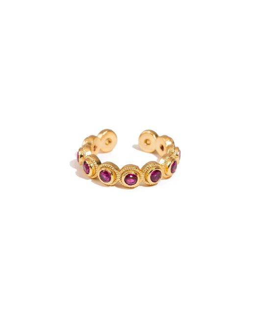 Ebru Jewelry Metallic Ruby Passion Adjustable Plated Stackable Ring