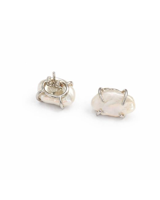 Pearl Code Metallic Rozeta Sunrise — Ancient Symbol Keshi Pearl Earrings