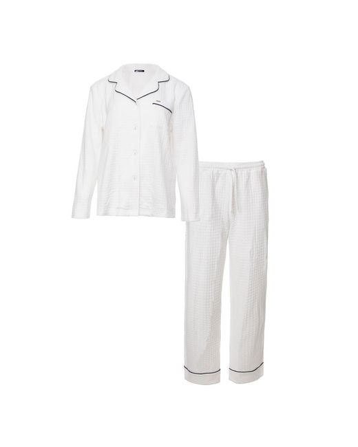 Pretty You London White Luxury Suite Waffle Pyjama Set