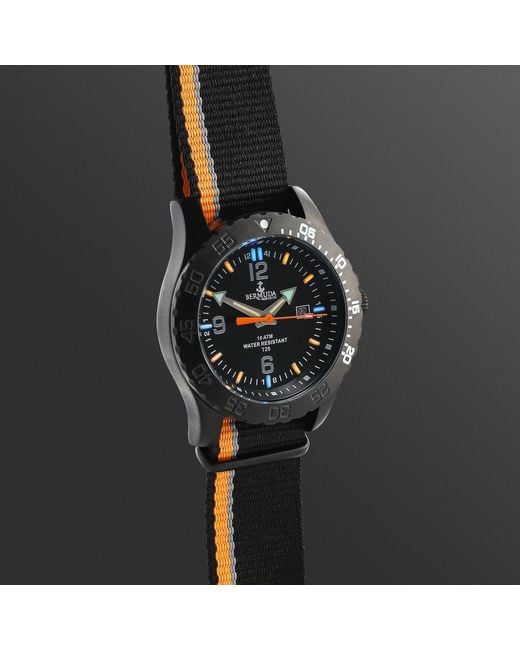 Bermuda Watch Company Black Bermuda Watch Co Stovel Bay & Nylon Gtls Watch for men