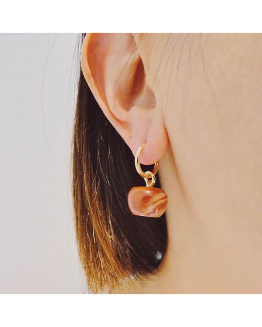 VALERIE CHIC Red Apple Jasper Hoop Earrings 18K