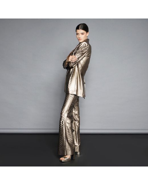 Silvia Serban Brown Neutrals Laser Cut Bronze Jacket