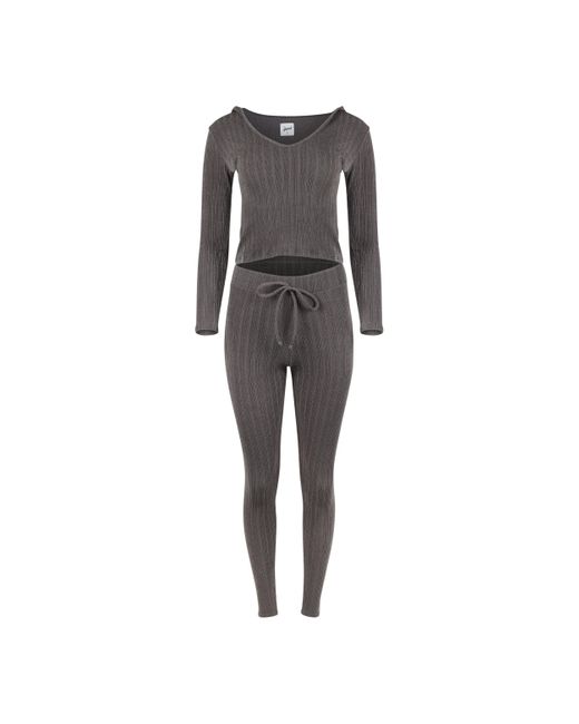 Lezat Gray Miranda Cozy Sweater Hoodie & legging Set Charcoal
