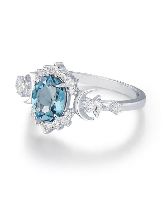 Azura Jewelry New York Blue Galactic Oval Cut London Topaz Ring Vermeil