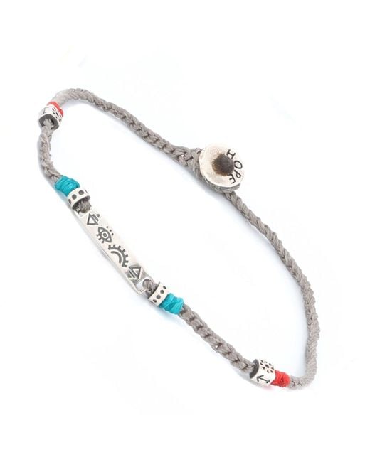 Ebru Jewelry Metallic Sterling Spiritual Symbols Woven Hope Braided Bracelet for men