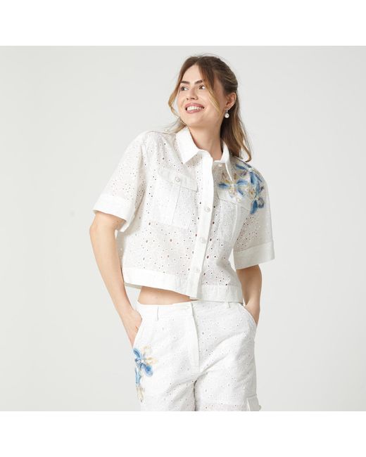 Lalipop Design Blue Cropped Length Broderie Anglaise Jacket
