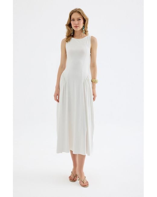 Monlicia White Elaris Viscose Bodycon Maxi Dress