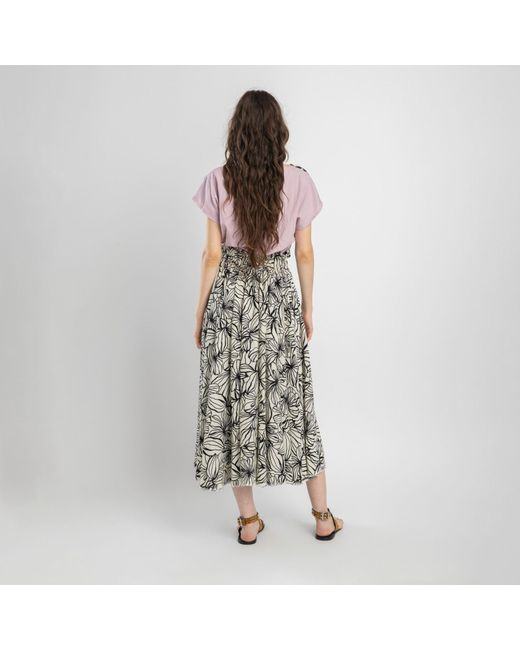 ARTISTA Gray Neutrals Rosy A-Line Midi Skirt