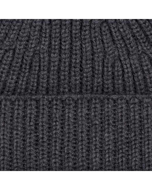 Paul James Knitwear Blue Heavyweight Extra Fine Merino Caster Fisherman Beanie for men
