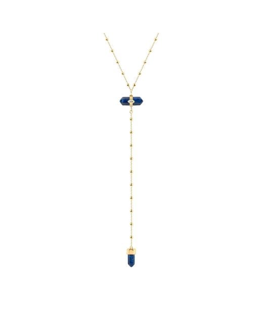 Karma and Luck Metallic Lapis Lazuli Evil Eye Necklace – Protection & Wisdom Gemstone Jewelry – Sacred Integrity
