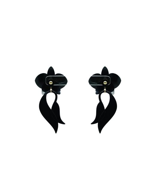 Gissa Bicalho Black Acrylic Handmade Earring Deco Orchid