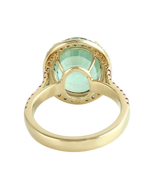 Artisan Metallic Tourmaline, Sapphire & Diamond Halo Ring
