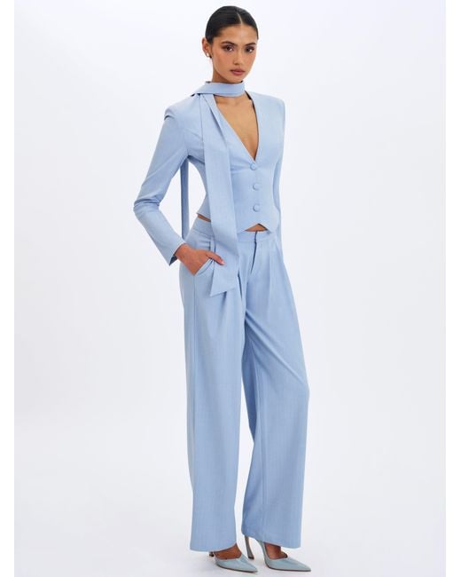 Miss Circle New York Blue Renley Sky Pinstripe Peplum Blazer