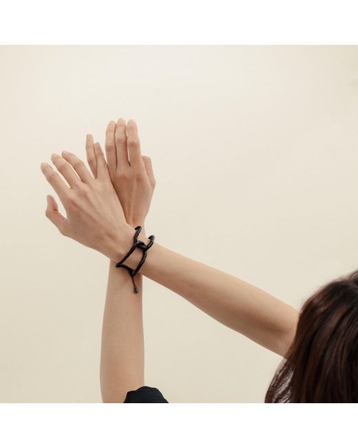 WAIWAI Black Link Leather Cuff Bracelet