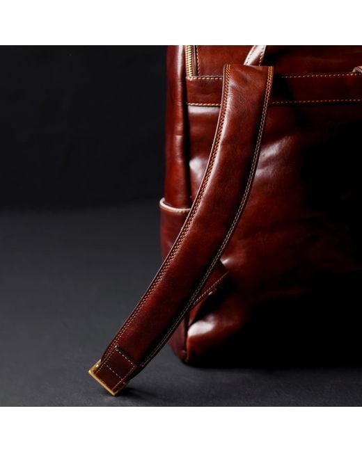 Time Resistance Brown Large Leather Backpack for men