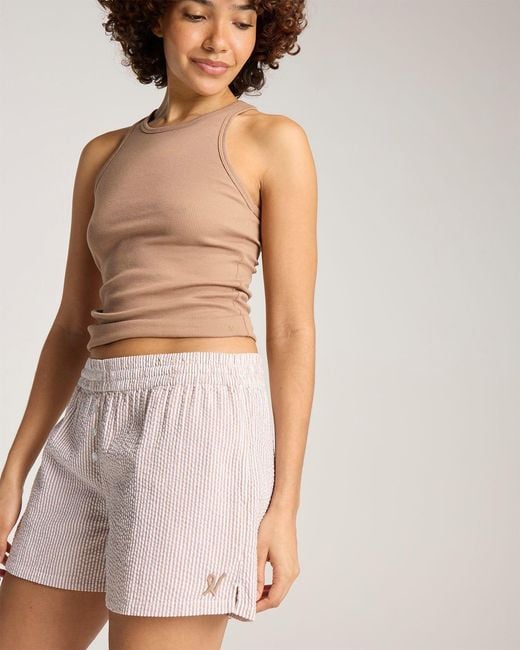 Nudea White Seersucker Button Boxer
