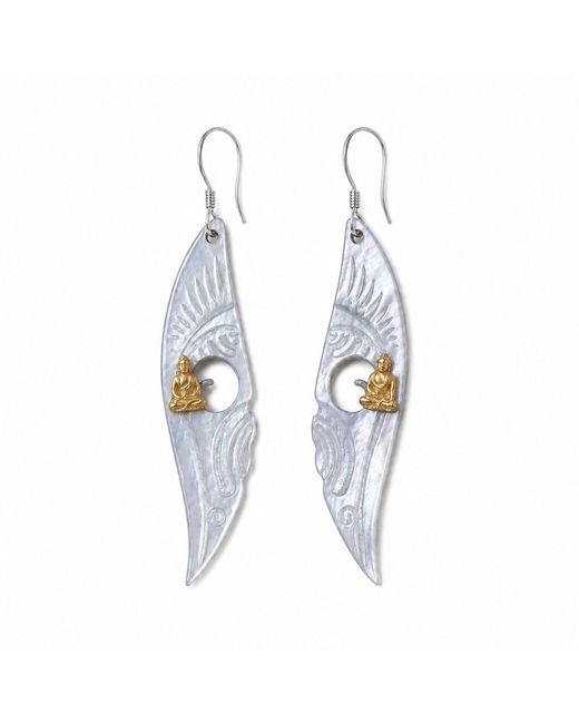 Ormiro Blue Meditating Buddha Mother-Of-Pearl Earrings