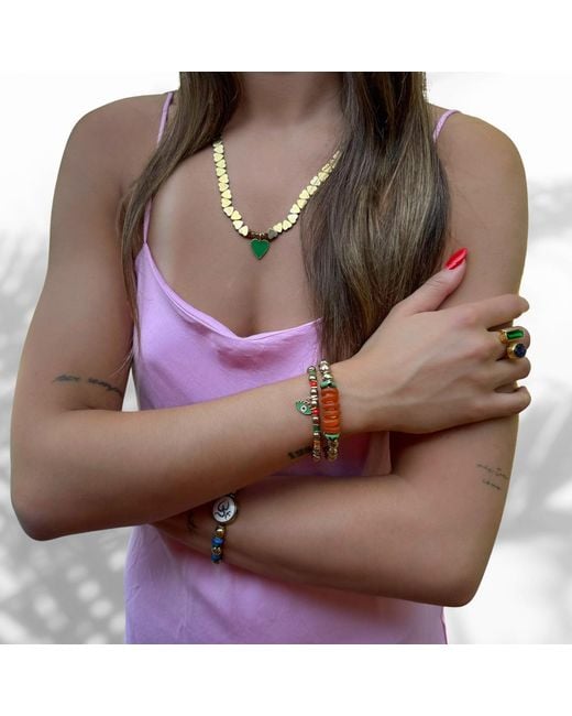 Ebru Jewelry Metallic Evil Eye Charm Joyful Colorful & Beaded Bracelet