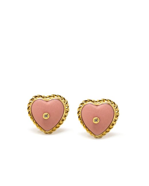Vintouch Italy Pink Lovelight-Plated Heart Stud Earrings