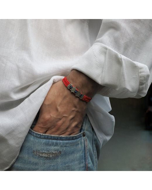 Ebru Jewelry Red Spiritual Soul Cord Striking Bracelet for men