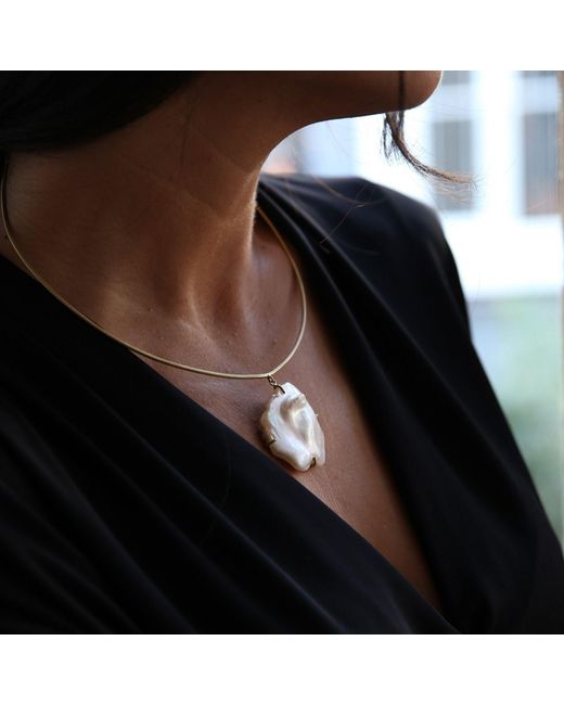 LINYA JEWELLERY Metallic Baroque Pearl Necklace