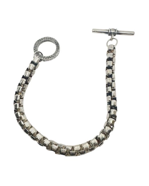 Tg-Jewellery by Tamara Gervasio Metallic Sterling Box Chain Bracelet With T-Bar Clasp for men
