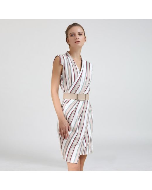 Smart and Joy Purple Crossed Panels Tailor Dress