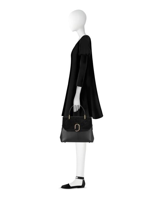 Le Parmentier Black Thais Suede & Leather Satchel Bag