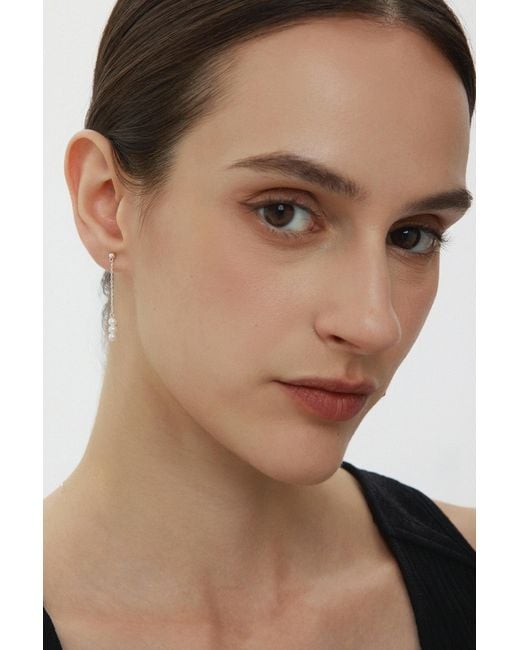 Vanhi White Eden Trio Pearl Drop Earrings