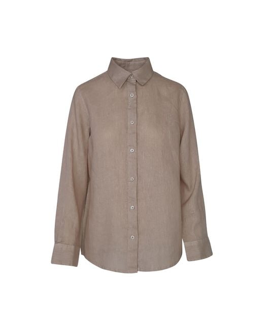 Haris Cotton Brown Neutrals Solid Linen Shirt With Long Sleeved Beach Sand