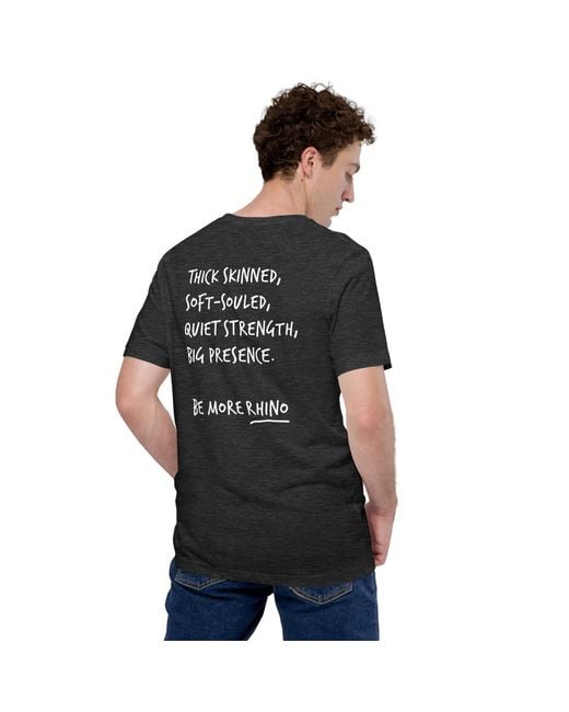 Anchor and Crew Black Heather Think Ocean Rhino Aspirations Cotton Embroidered T-Shirt for men