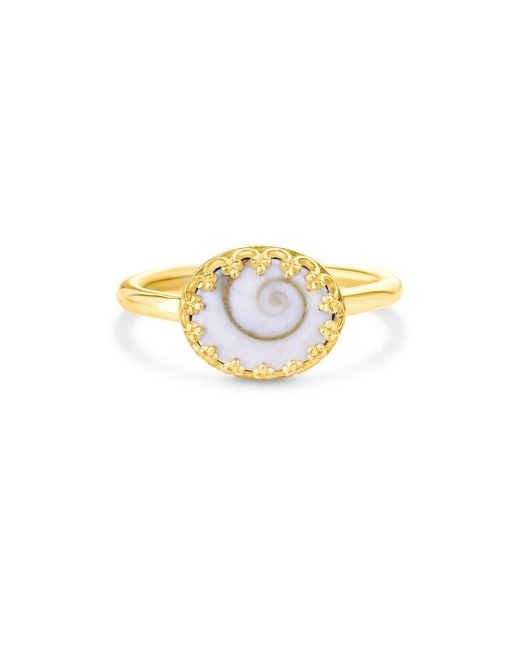 Arianne Delaney Metallic Shiva Shell Gemstone Ring18Ct Vermeil