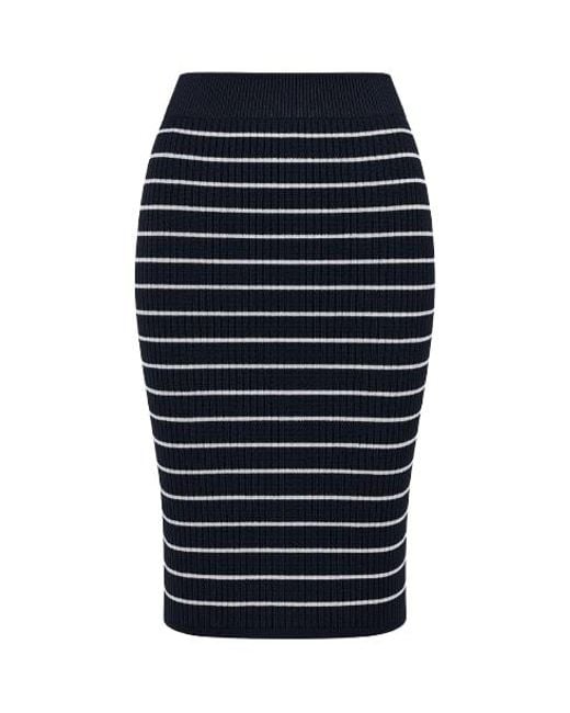 Conquista Blue Fitted Striped Skirt