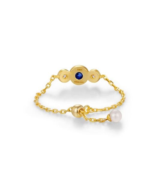 Azura Jewelry New York Metallic Birthstone Chain Ring Vermeil