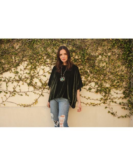 Jennafer Grace Brown Silk Velvet Scarf Blouse