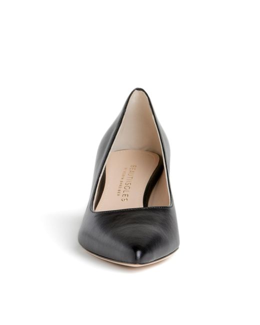 Beautiisoles by Robyn Shreiber Made in Italy Black Corina Comfortable Leather Low Heel Pump Work Or Valentine Evening