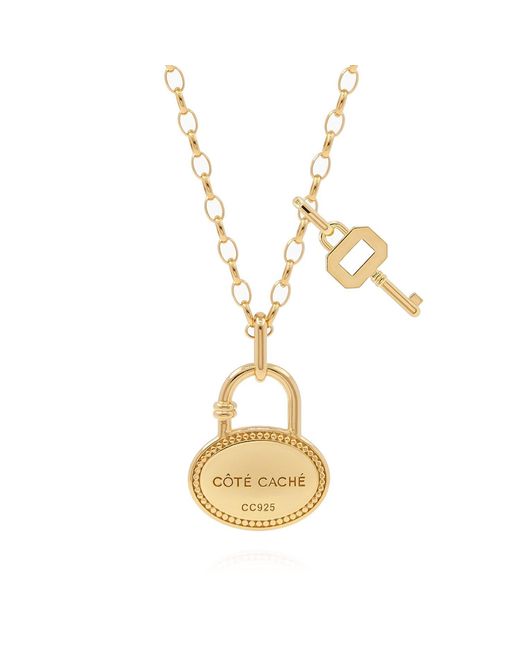 Cote Cache Metallic Côtê Caché Lock & Key Chain Necklace