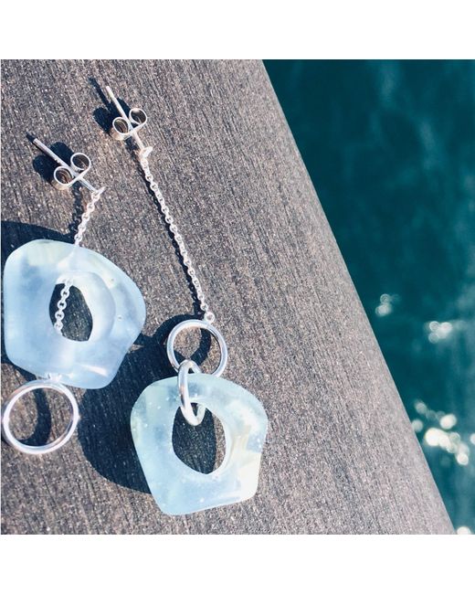 Bio-Trimmings Blue Carver Drop Earrings Arctic Bio-Gems