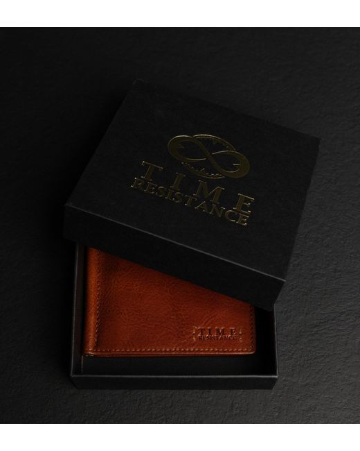Time Resistance Red Leather Money Clip Wallet for men
