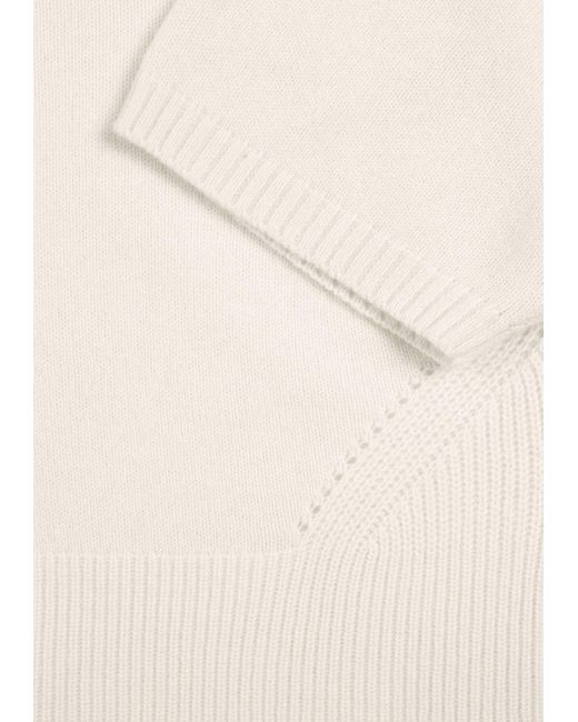 Loop Cashmere White Neutrals Ribbed Detail Lofty Cashmere Short-Sleeved Sweater