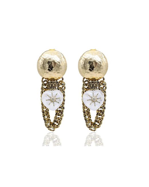Bayemeyc White Pole Heart Earrings