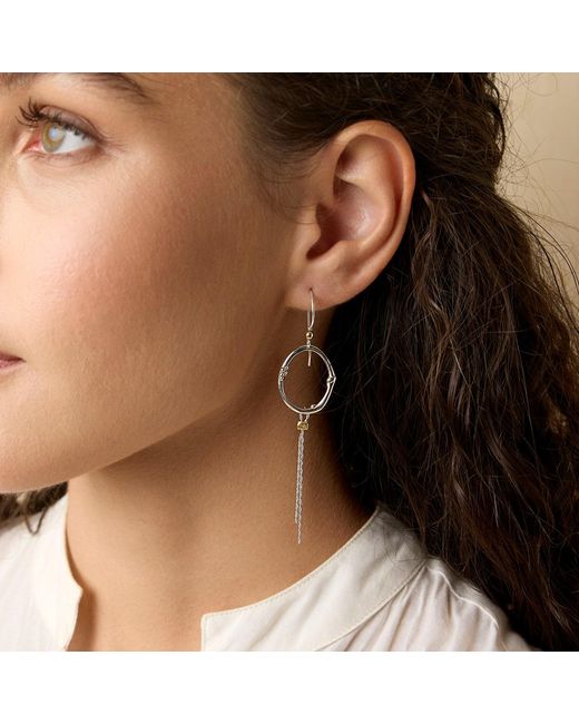 Isla Silver White Organic Oval & Tassel Dangle Earrings