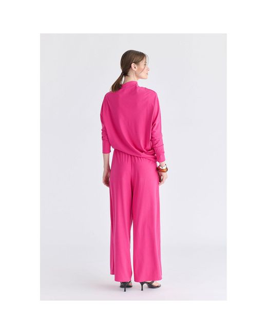 Paisie Pink Asymmetric Draped Lyocell Jersey Top