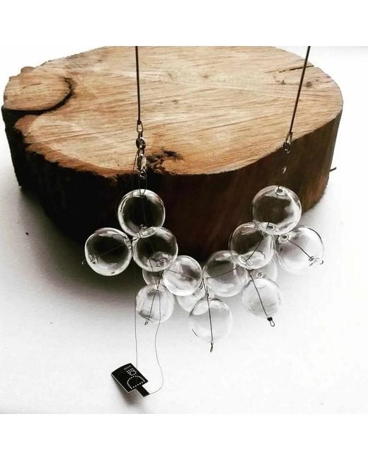 Laura Daili Gray Neutrals Royal – Blown Glass Bubbles Necklace