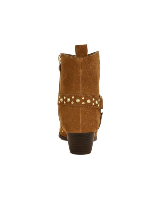 Rag & Co Brown Rodeo Studded Real Suede Leather Ankle Boots
