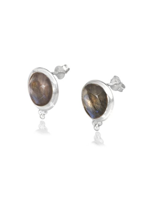 The Jewellery Store London Metallic Labradorite 'You Are Loved' Stud Earrings