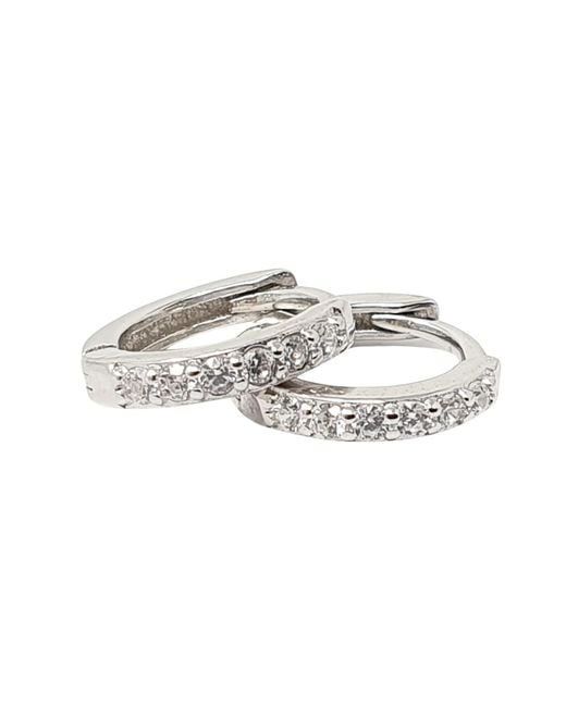 Harfi Metallic Diamond April Birthstone Small Huggie Hoops