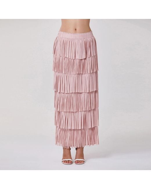 Smart and Joy Pink Tiered Frill Mesh Skirt