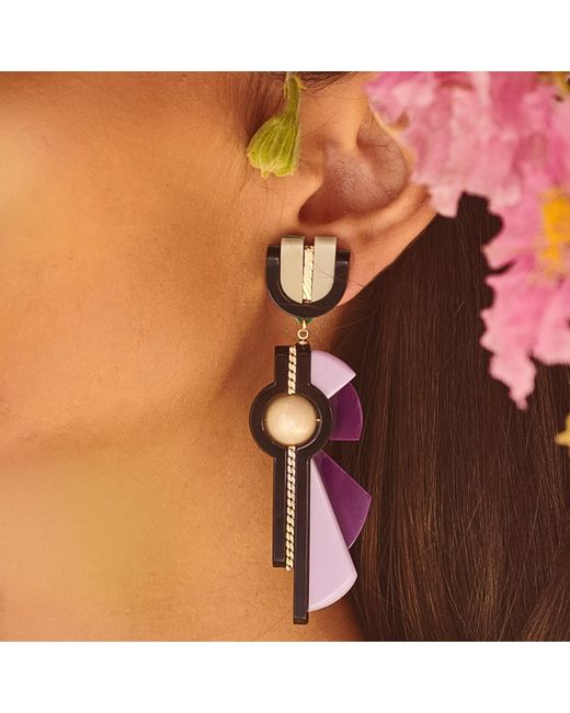 Gissa Bicalho Multicolor Handmade Acrylic Earring Allamanda