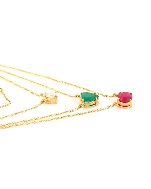 Artisan Metallic Diamond, Emerald & Ruby Layered Necklace